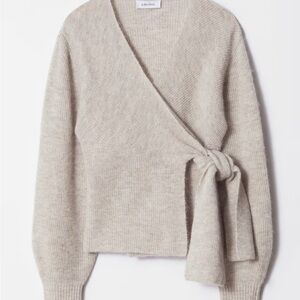 & Other Stories Light Grey Alpaca Blend Wrap Cardigan